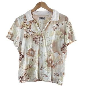 Caribbean Joe | Hawaiian cotton polo shirt size medium